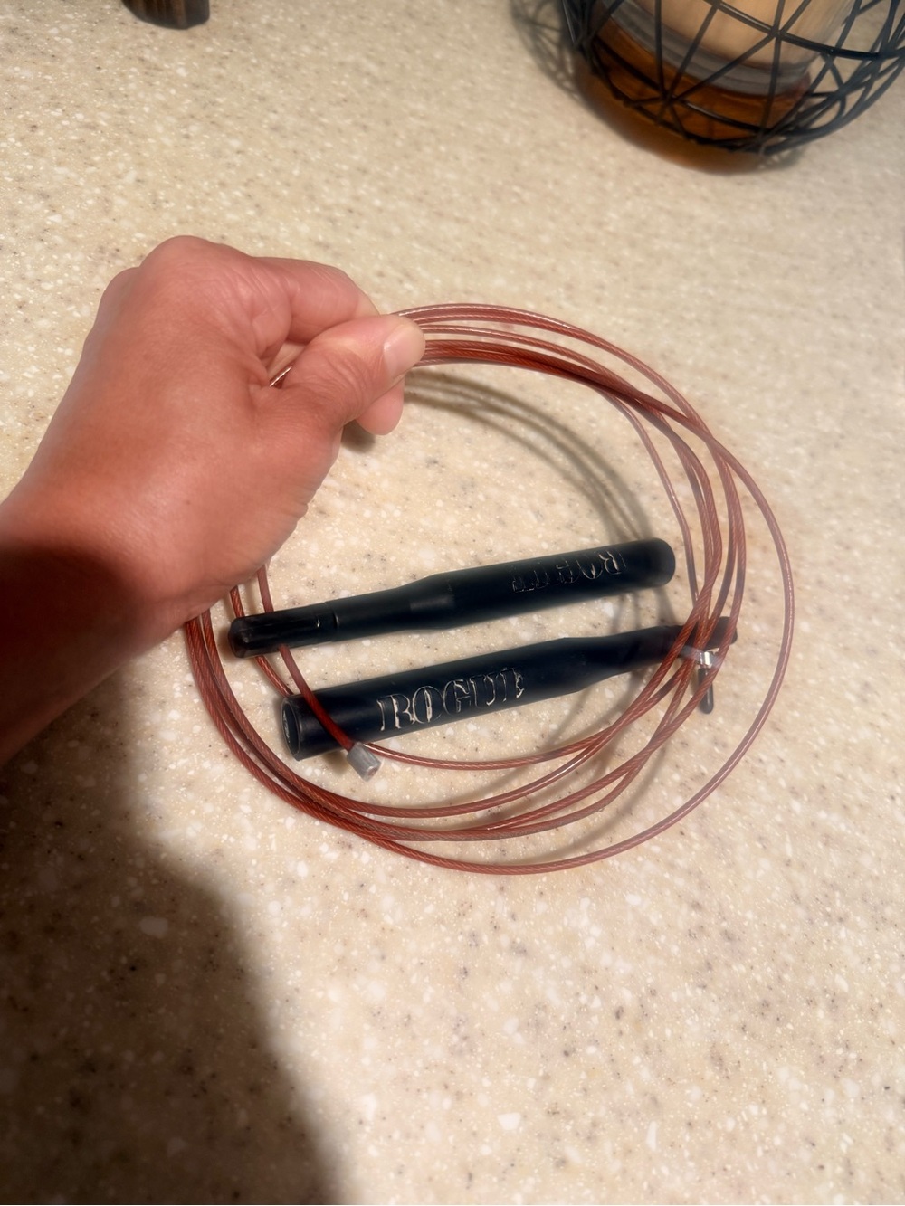 Rogue Speed Jump Rope in Brown Cable with Black Handles CrossFit